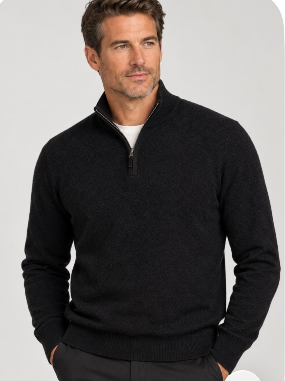 NWT Black Mens State CashmereQuarter Zip Sweater